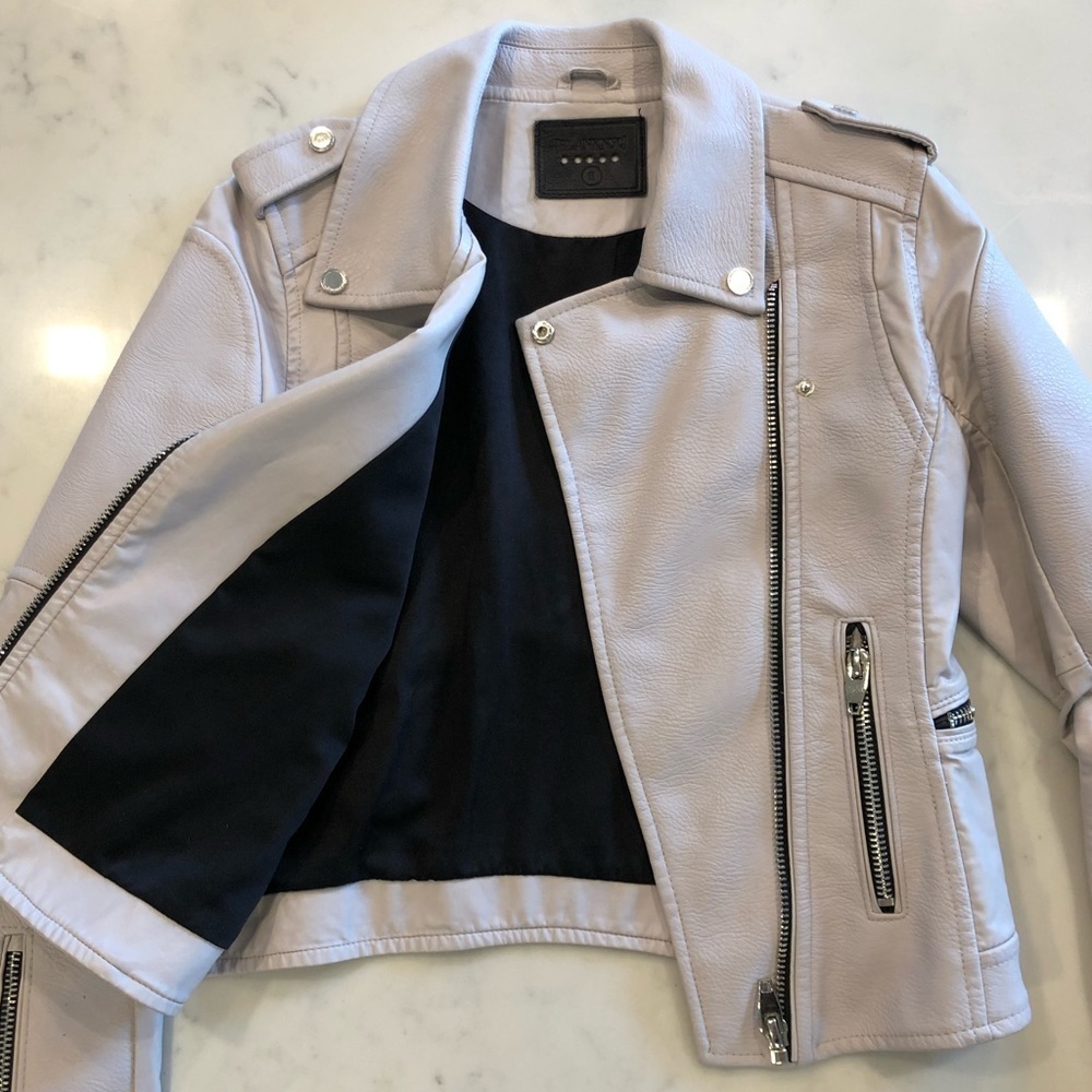Blank NYC Easy Rider Faux Leather Moto Jacket Dove Gray Size Small - Picture 8 of 13